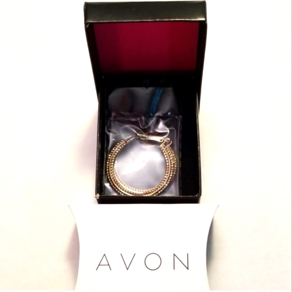 Avon's Goldtone Hoop And Stud Earring Set